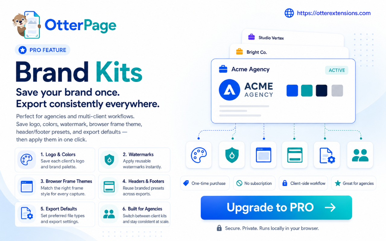 OtterPage brand kits for consistent client exports
